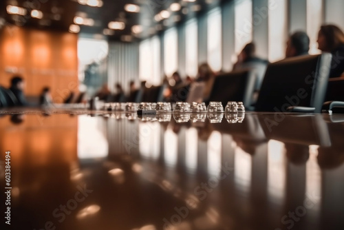 Blurred background of a conference room during a meeting, business, blurred Generative AI