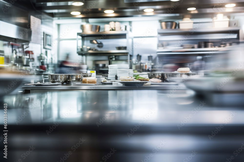 Blurred background of a busy office kitchen during lunchtime, business, blurred Generative AI Blurred background of a busy office kitchen during lunchtime, business, blurred Generative AI