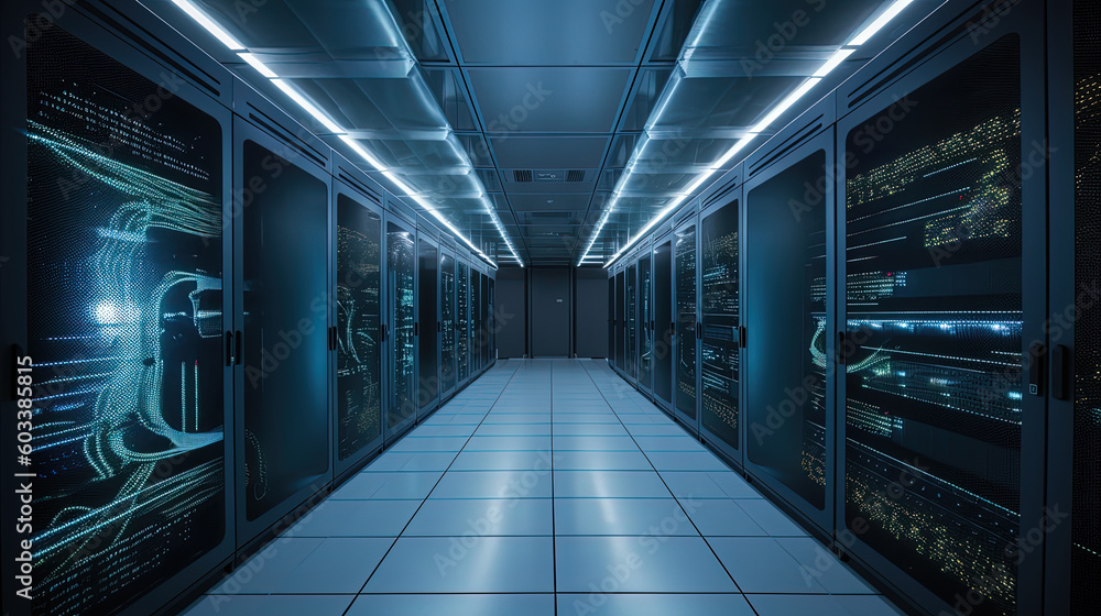 Fototapeta premium Data server center background, digital hosting 