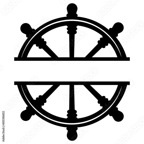 Summer split monogram svg, Ship wheel frame
