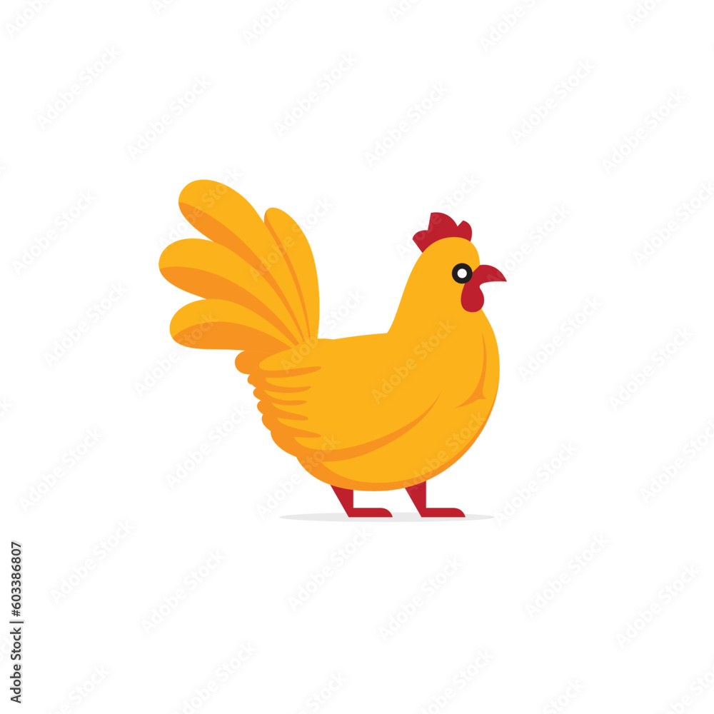 Chicken character is isolated on white background