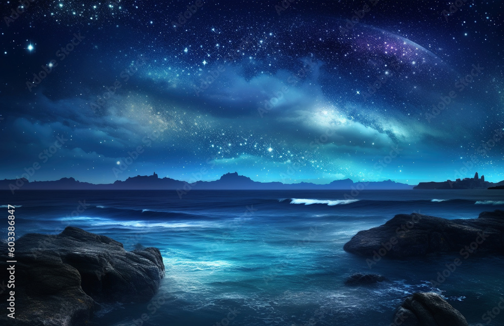 海と星空のアニメ背景