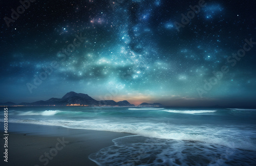 海と星空のアニメ背景 © rrice