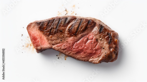 steak with water splash isolated on a white background. generative ai