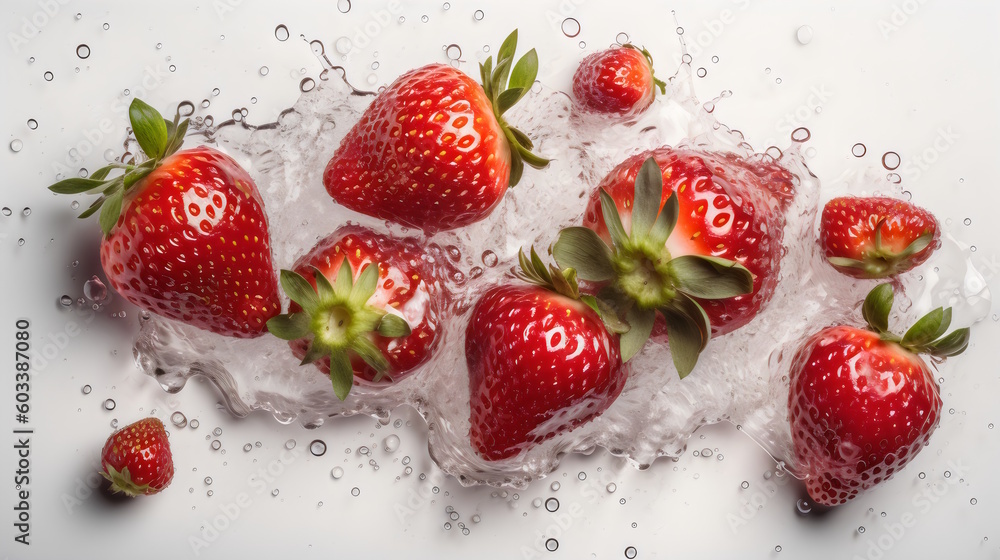 strawberry with water drops isolated on a white background. generative ai strawberry with water drops isolated on a white background. generative ai