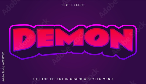 Demon editable text effect in 3d style. Suitable for brand or business logo