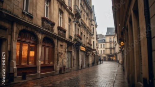 Blurred Empty Street of Paris, perfect for background or presentation. City architecture image, blur. Generative AI illustration. © Tuyres