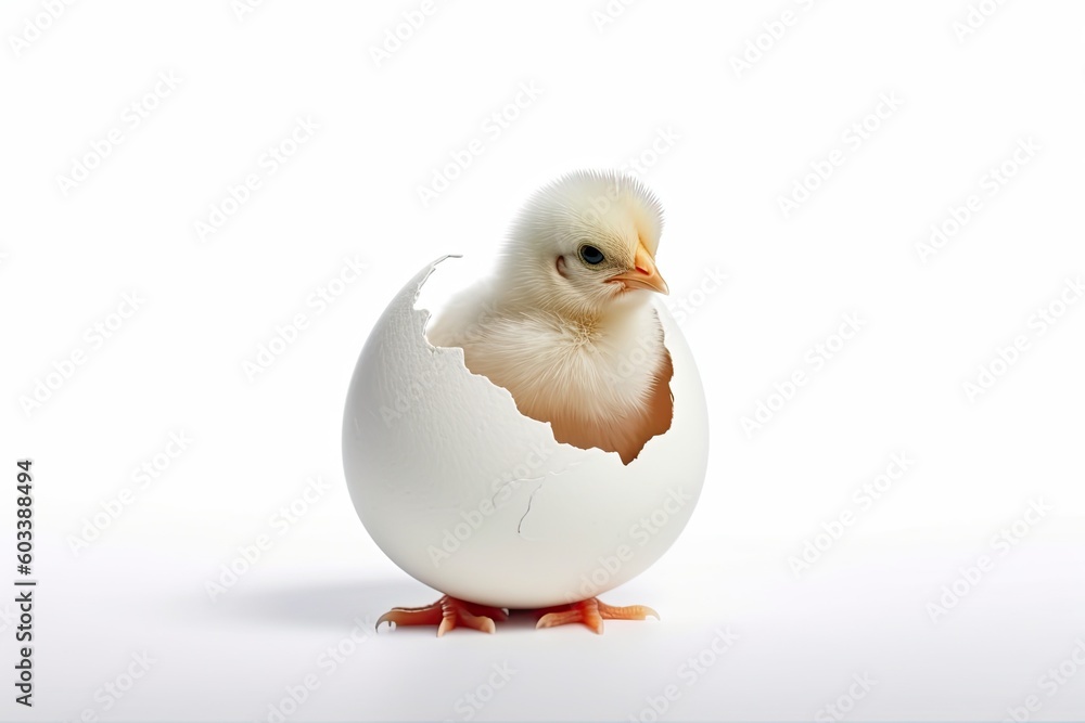 Little baby chick hatching out of his egg, Generative AI