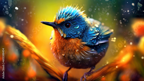 colorful bird macro shot close up, Generative AI © AstralAngel
