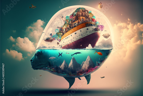 Creative pieces of wonderful world of nature, unique animal and plants pictures, colorful ideas of animals, dreamful reality, world worth defending, even in horror castles, AI generative