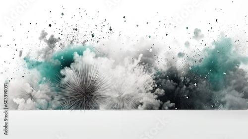  a white and green abstract background with a dandelion. generative ai