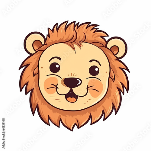 Lion Doodle Cartoon. Generative AI