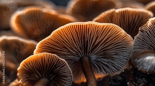 Closeup of portabella mushroom gills. AI Generated