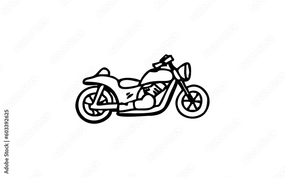 MOTOR CYCLE Doodle art illustration with black and white style.