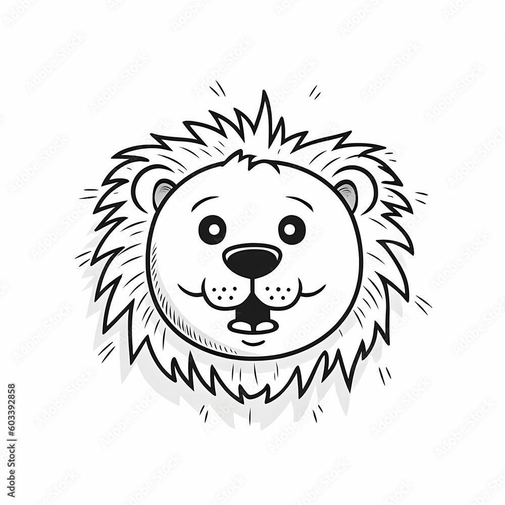 Adorable Lion Cartoon. Generative AI