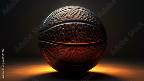 Basketball ball on studio background, creative banner.. AI Generated