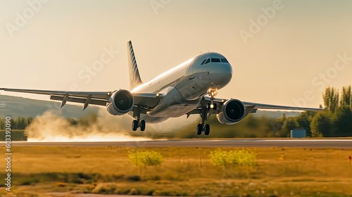 Passenger Plane Soars from the Runway into a Breathtaking Dusky Sky