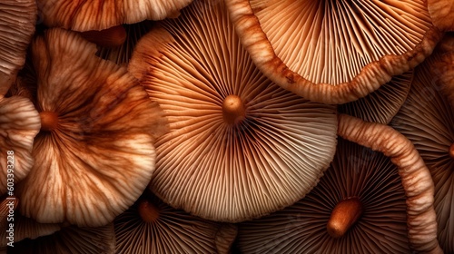 Closeup of portabella mushroom gills. AI Generated