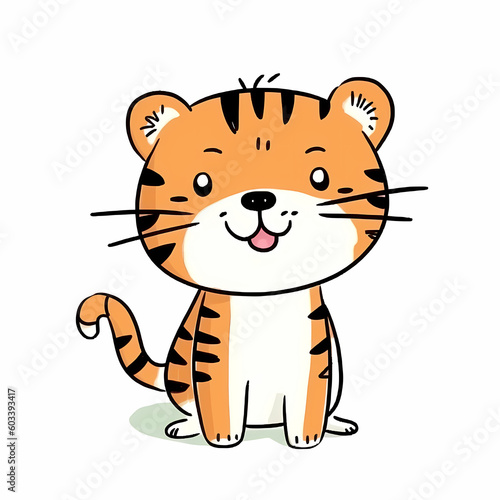 Tiger Cartoon Illustration. Generative AI