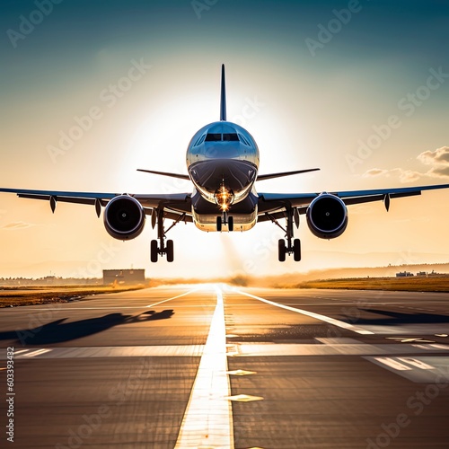 Passenger Plane Soars from the Runway into a Breathtaking Dusky Sky