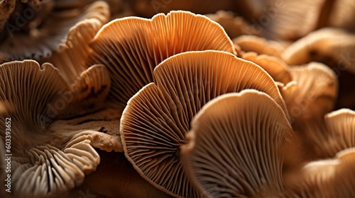 Closeup of portabella mushroom gills. AI Generated