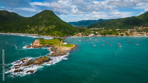 aerial view of ponta dos campanhas santa Catarina island Brazil florianopolis armacao beach