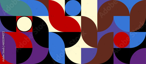 Fototapeta Naklejka Na Ścianę i Meble -  abstract geometric background pattern, retro style, with circles, semicircle, paint strokes and splashes