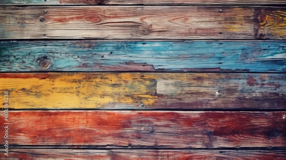 Out of date, grungy, colorful wood foundation. AI Generated Out of date, grungy, colorful wood foundation. AI Generated
