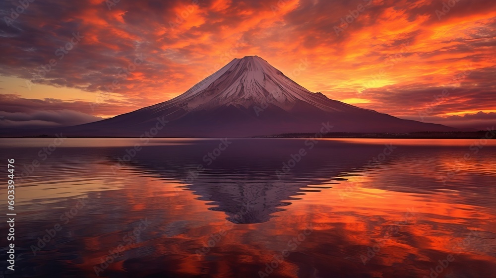 Sunset see of the well of magma. AI Generated Sunset see of the well of magma. AI Generated