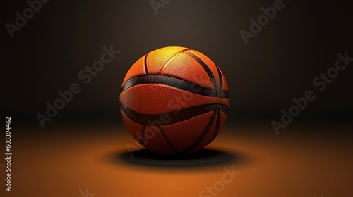Basketball ball on studio background, creative banner.. AI Generated