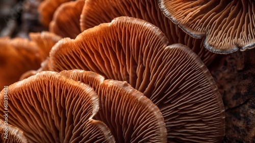 Closeup of portabella mushroom gills. AI Generated