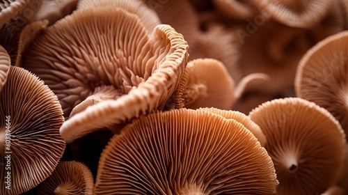 Closeup of portabella mushroom gills. AI Generated