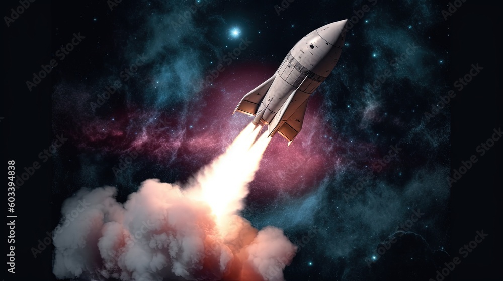 a space shuttle is flying through the air with smoke coming out of it. generative ai a space shuttle is flying through the air with smoke coming out of it. generative ai