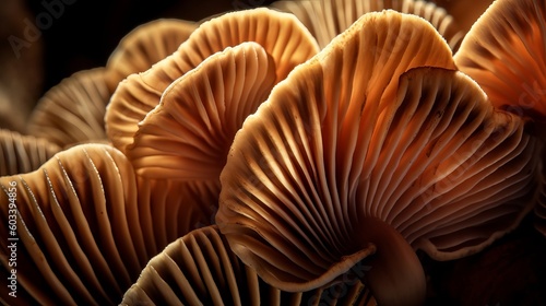 Closeup of portabella mushroom gills. AI Generated