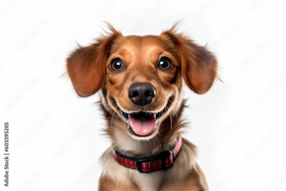 Happy puppy dog smiling on isolated  background, Generative AI