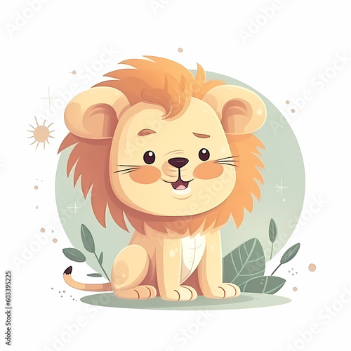 Cute Lion Cartoon. GEnerative AI