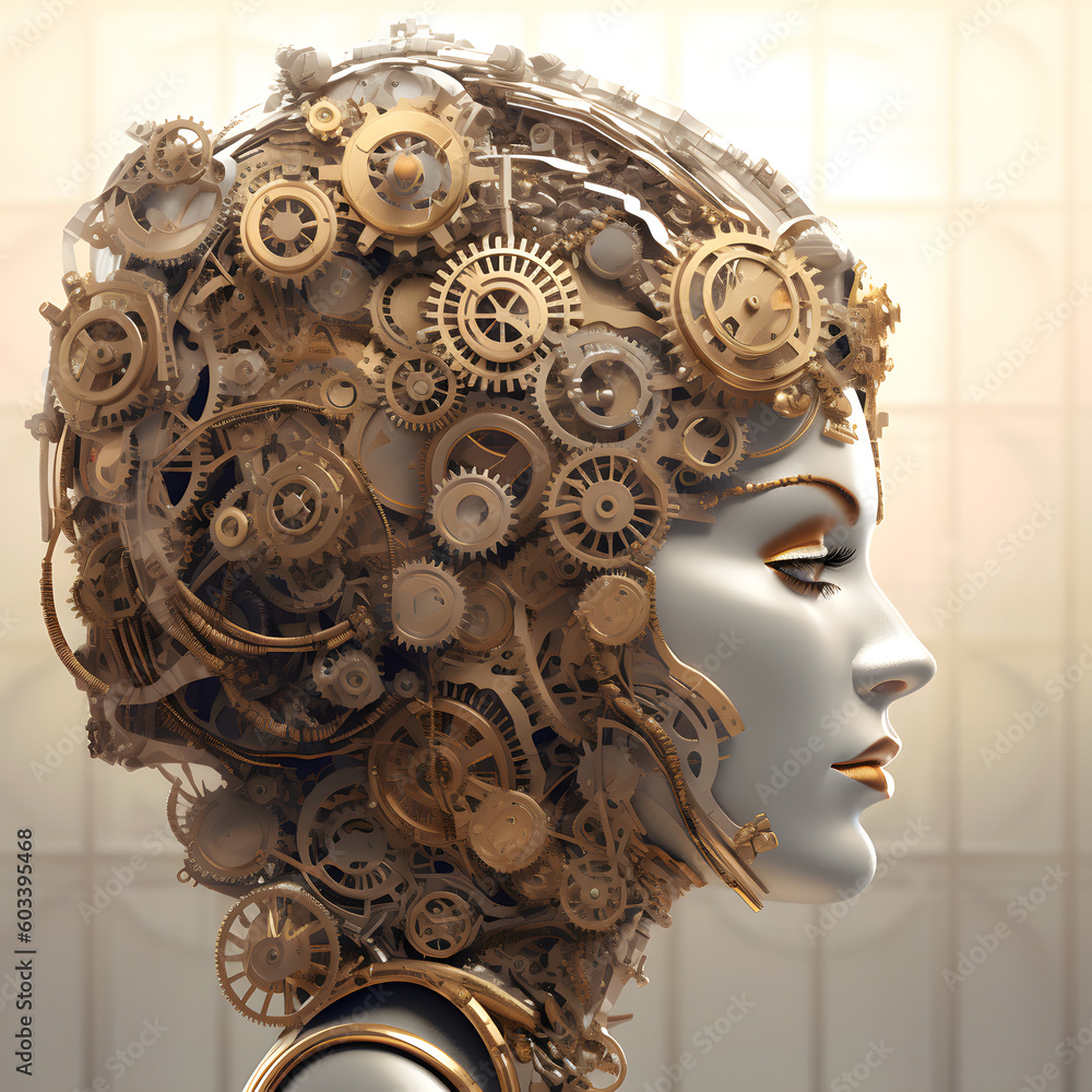 Cogs Hair beautiful woman Generative AI Cogs Hair beautiful woman Generative AI