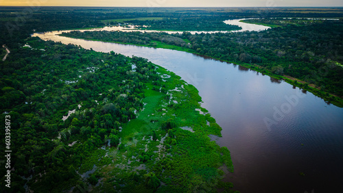 rio amazon river amazonia state Brazil aerial drone 

