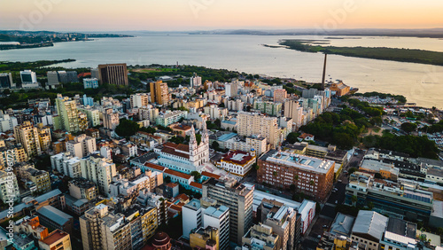 Billede på lærred aerial of porto alegre cityscape at sunset in Brazil