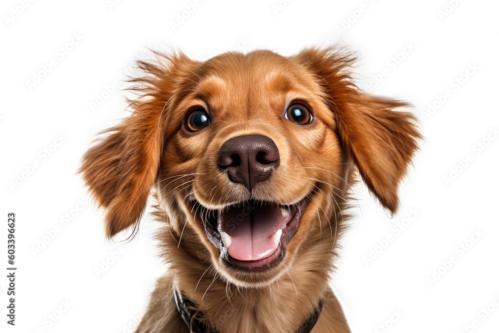 Happy puppy dog smiling on isolated background, Generative AI Happy puppy dog smiling on isolated background, Generative AI