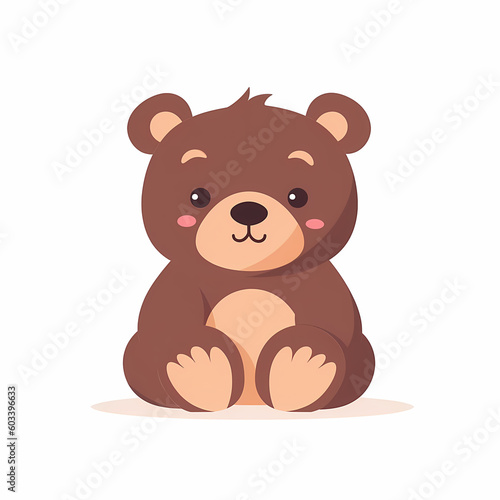 Simple Cute Bear Flat Color. Generative AI