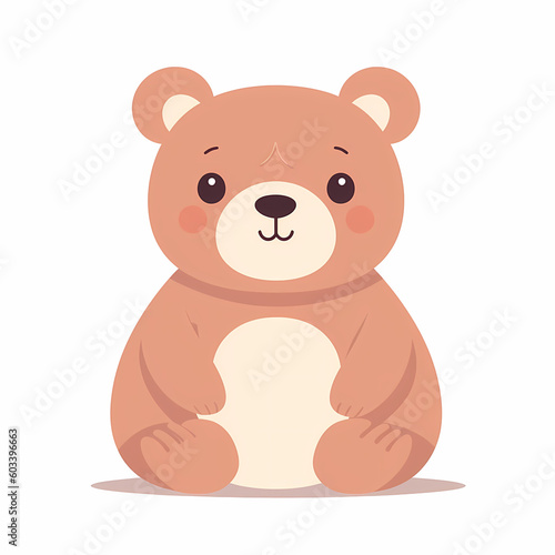 Simple Cute Bear Flat Color. Generative AI