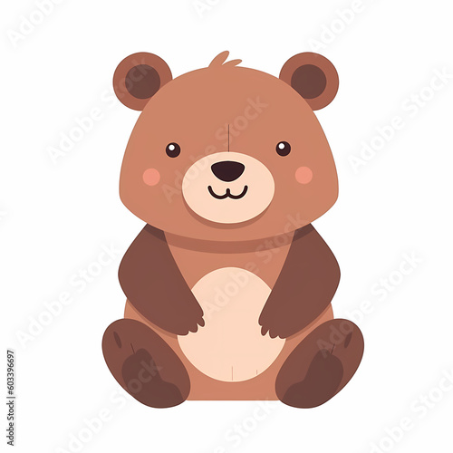 Simple Cute Bear Flat Color. Generative AI