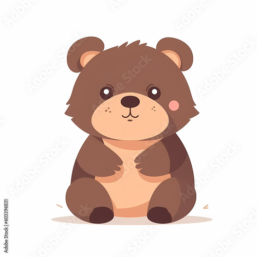 Simple Cute Bear Flat Color. Generative AI