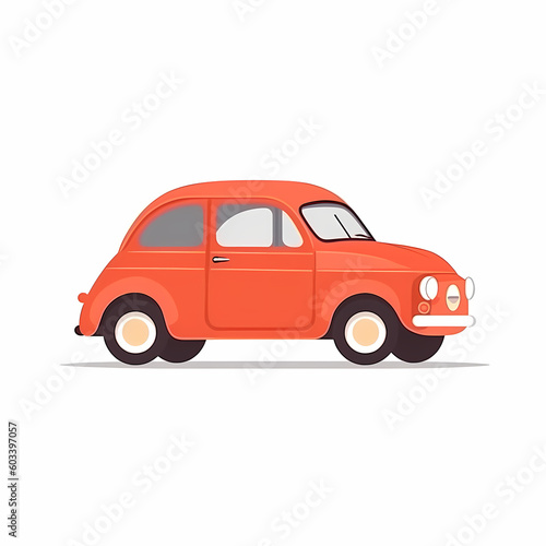 Car Cartoon Isolated White. Generative AI