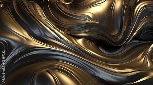  an abstract gold and black background with a wavy design on it. generative ai