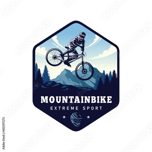 Mountain bike logo. bicycle downhill vintage logo illustration vector