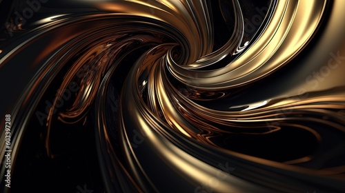  an abstract gold and black background with a spiral like design. generative ai