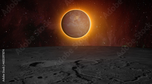 Fototapeta Naklejka Na Ścianę i Meble -  Spectacular lunar eclipse and view from the lunar (Moon) surface and   night view of America continent
