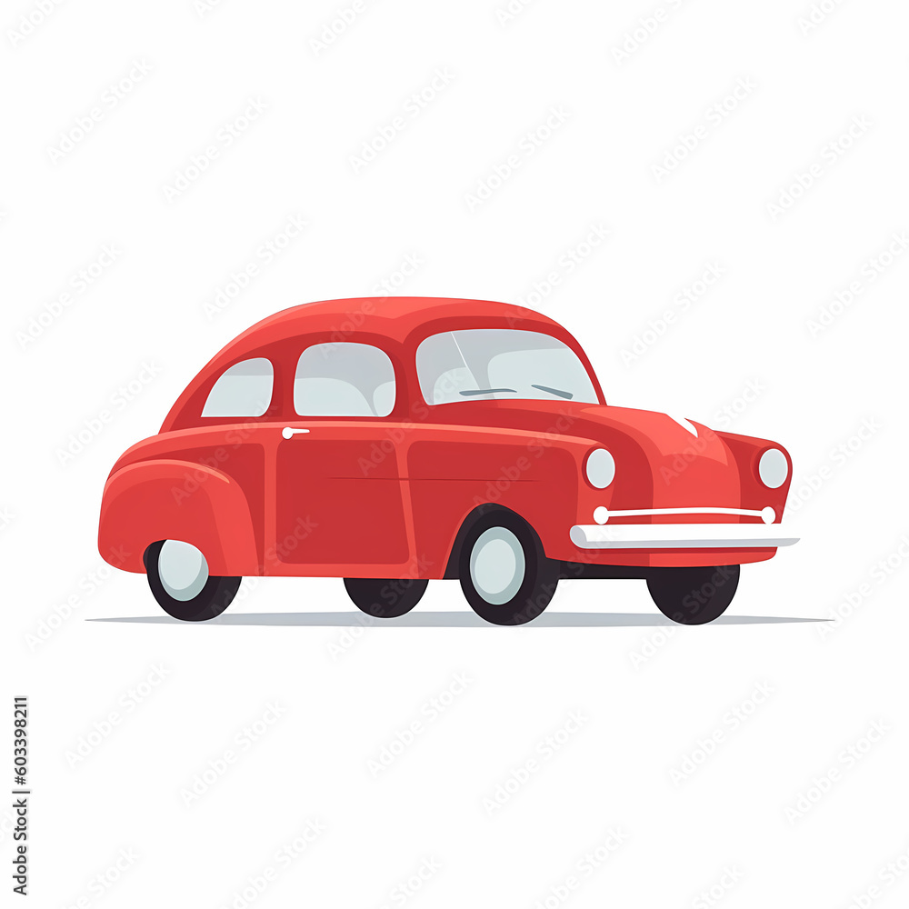 Car Cartoon Isolated White. Generative AI